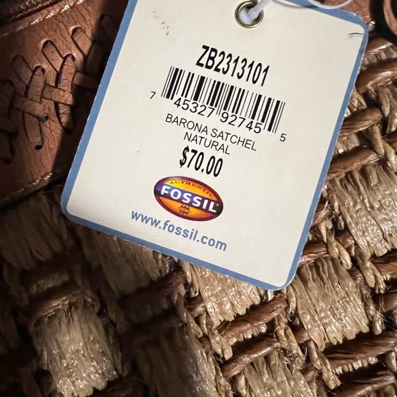 Fossil barona satchel natural never used NWT brown purse - Picture 2 of 3